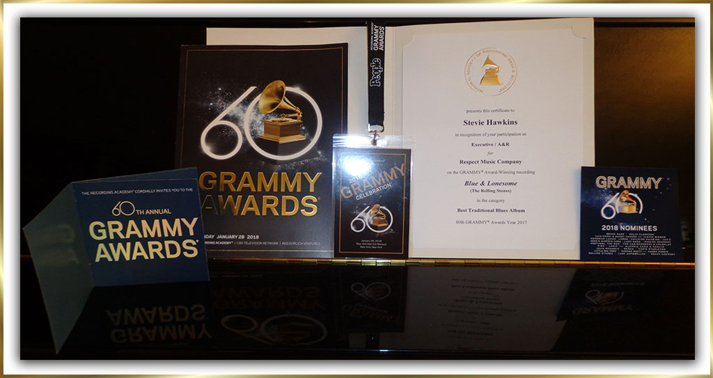 Stevie Hawkins Grammy Certificate